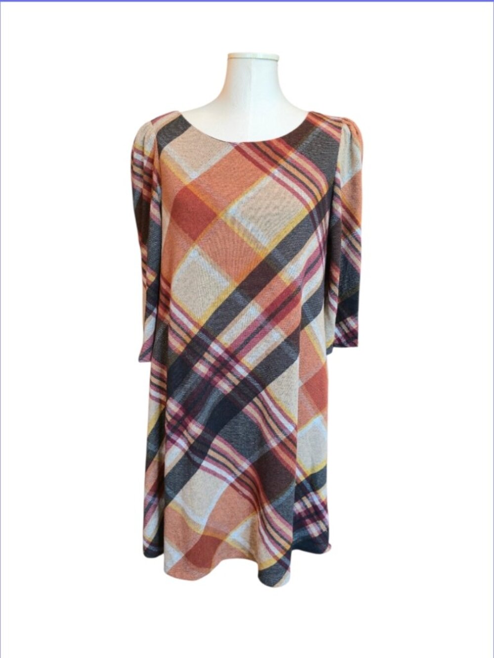 Jessica Howard plaid A line dress size L cottage core